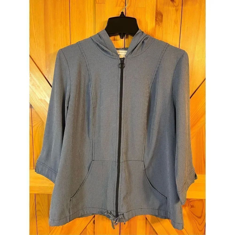 Christopher and Banks blue checkered zip up hoodie size large (1945)